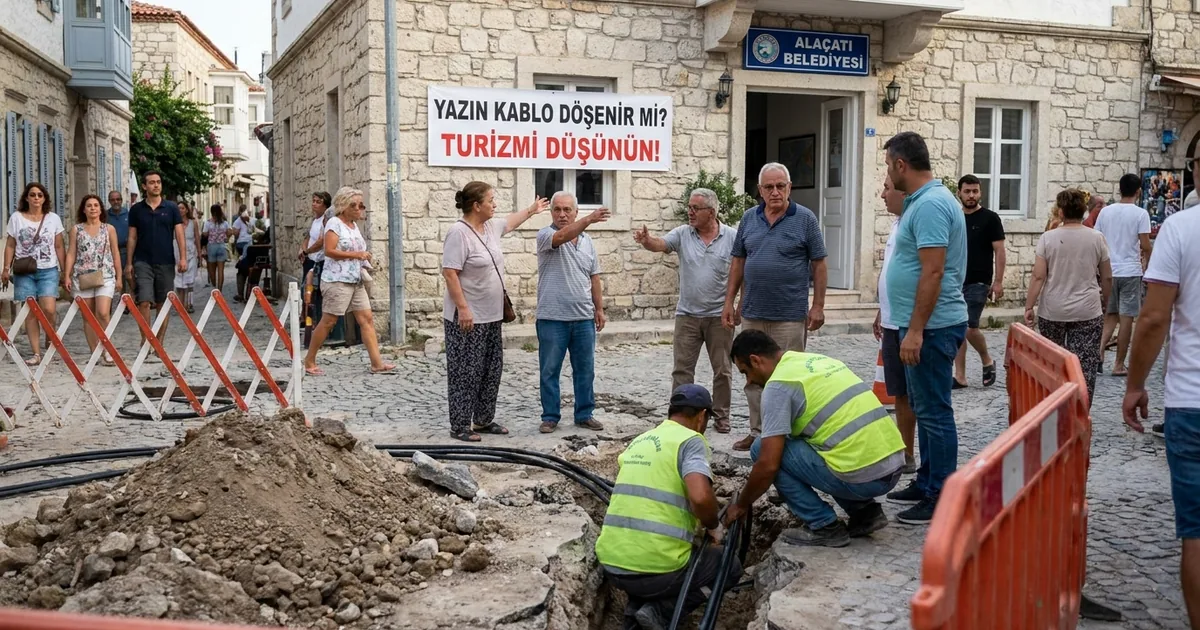 Çeşme sakinleri sordu: Kablolar neden yazın döşeniyor?