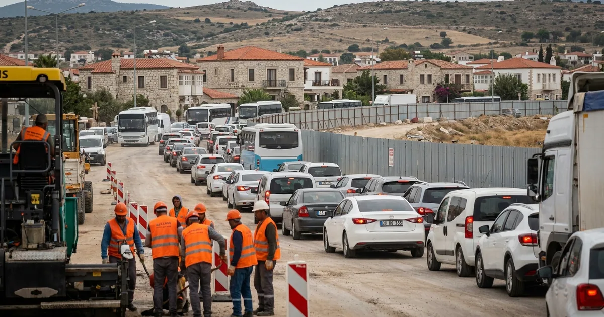 Hafta sonu tatili bitti: Çeşme yolunda araç kuyrukları
