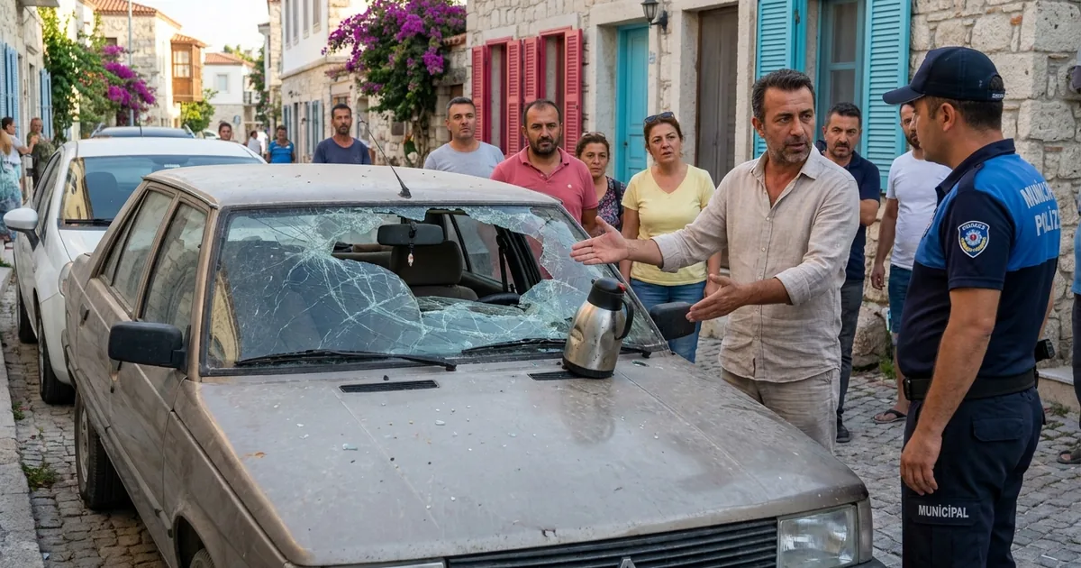 Çeşme'de sıcaklık termosu patlattı: Araç camı tuz buz oldu