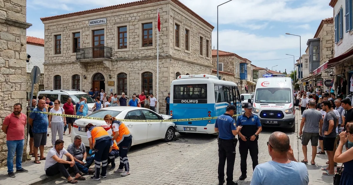 Alaçatı belediye binası yanında kaza: 3 kişi yaralandı