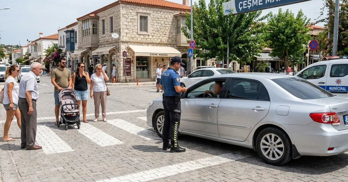 Çeşme'de yaya geçidini ihlal eden sürücü hakkında işlem - Haber Alaçatı