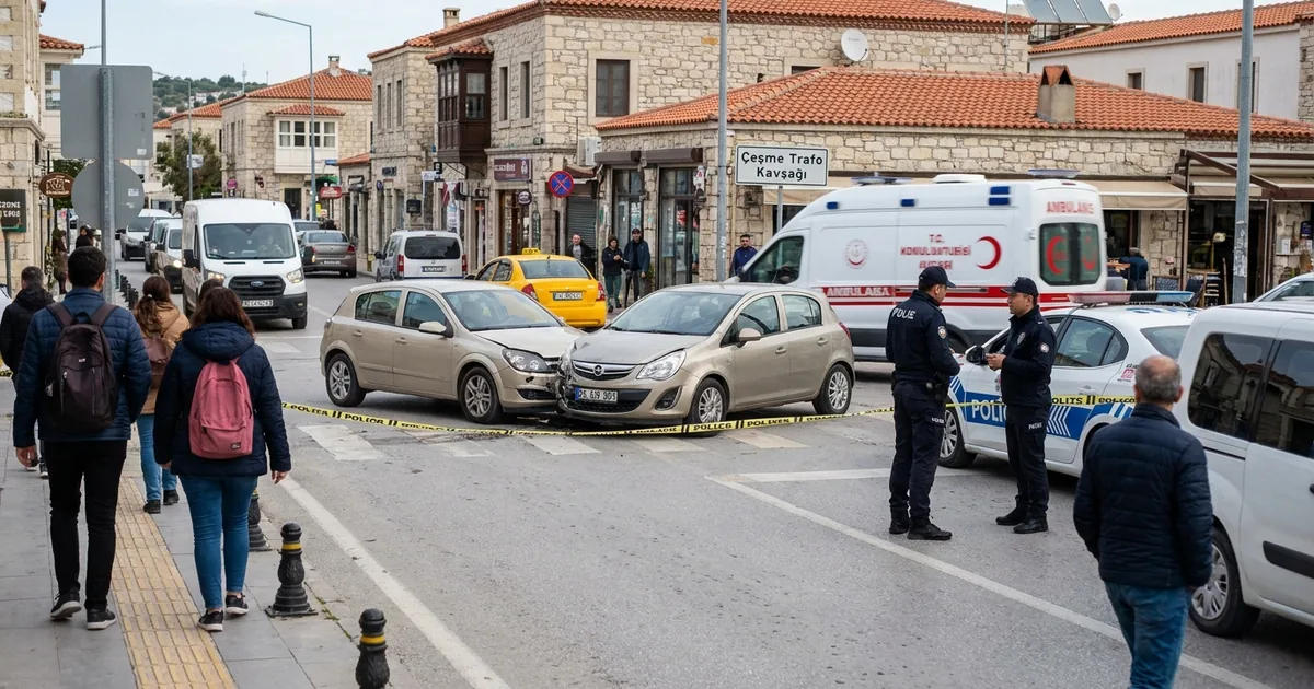 Çeşme Trafo Kavşağı'nda sabah saatlerinde trafik kazası - Haber Alaçatı