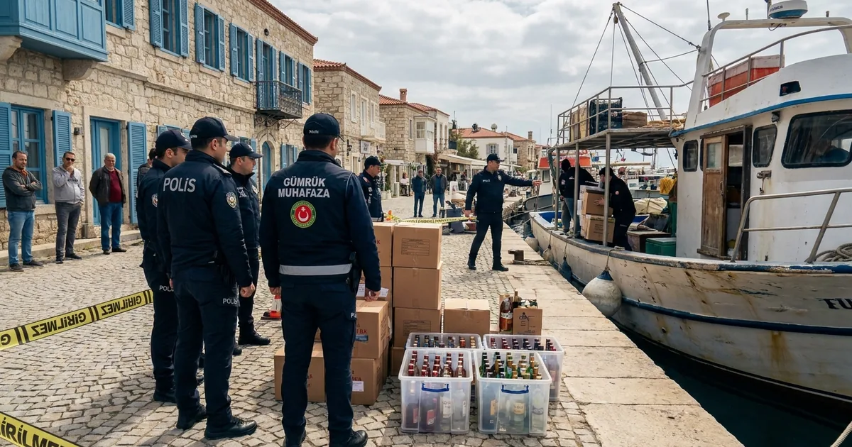 Sakız Adası'ndan gelen teknede kaçak içki ele geçirildi - Haber Alaçatı